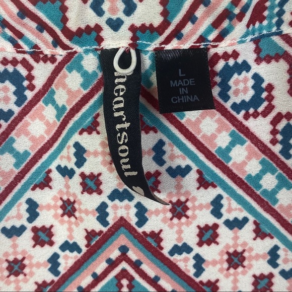 Heartsoul Flowy V Neck Strappy Bandana Top Sz L - Picture 3 of 4